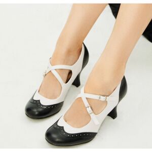 Babeyond Closed Toe Ankle Cross Strap Shoes Vintage Style Mary Jane Heels 8.5